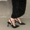 2025 Ladies Shoes Slingbacks Women's High Heels New Crystal Dress Best Seller Sexy Slip-on Closed Toe Sandals Zapatos