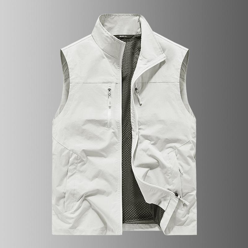 Casual Vest Men'S Loose Vest Outdoor Zipper MultiPocket Jacket Spring And Autumn Vest Large Size Sports 8871