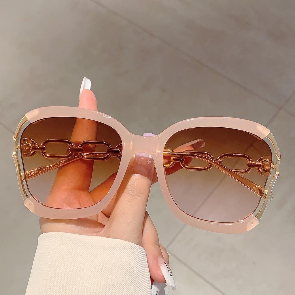 Новинка моды Металлические цепочки Затененные очки Роскошный бренд Декорация Женские Солнцезащитные очки Винтажный Дизайнерские Уличные Солнцезащитные очки