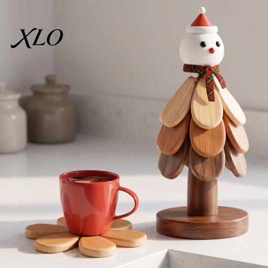 Unique Holiday Housewarming Gift Collapsible Wooden Trivets for Hot Dishes, Tree-Shaped Heat Resistant Potholders, Insulation Mat Cookware Folding