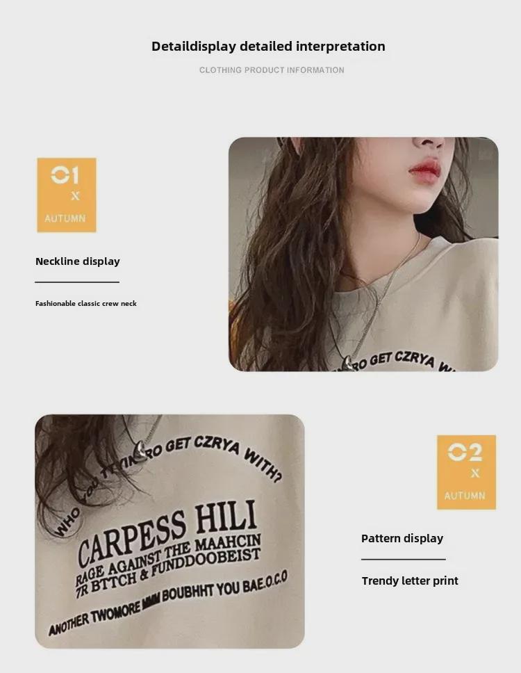 Girls' Korean Casual Suit: Spring/Autumn Letter Sweatshirt and Straight Trousers Set for Older Children