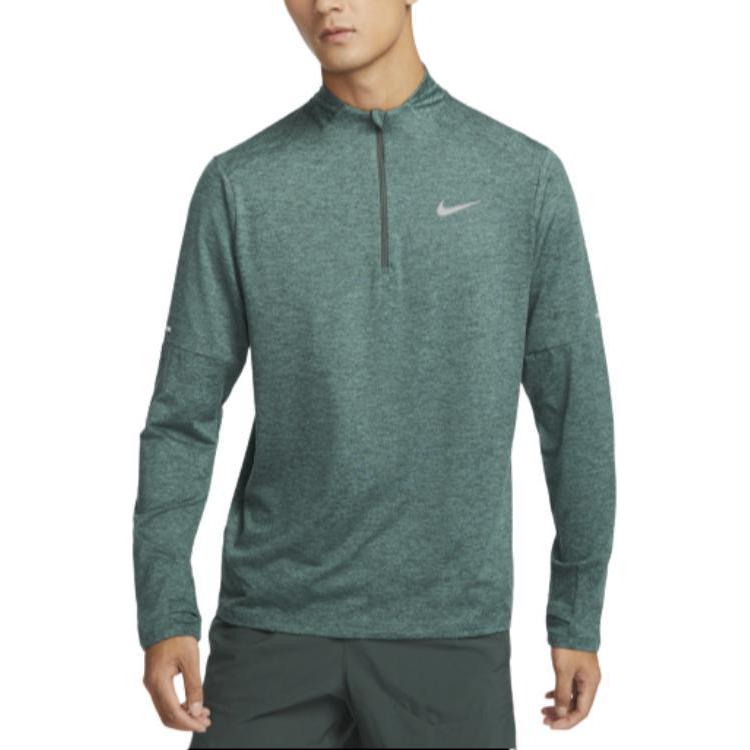 Nike Мужская футболка для бега Dri Fit Element Винтажный зеленый/Прибрежный зеленый/Разноцветный/Серебристый отражающий DD4757-338