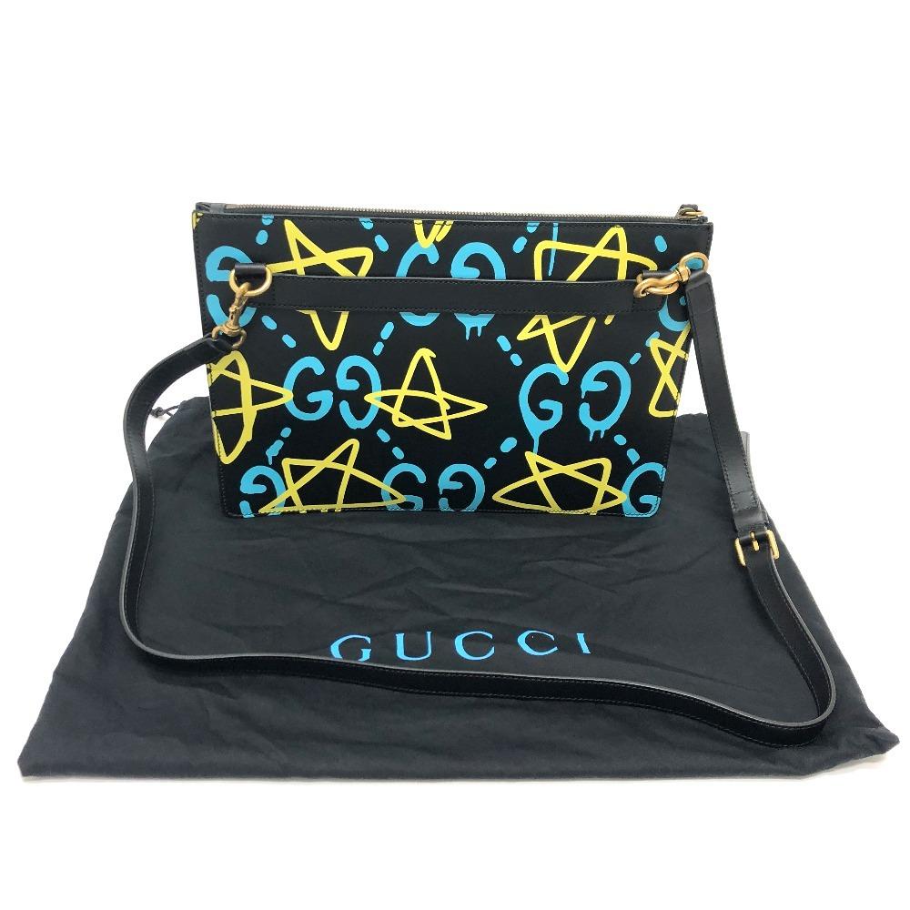 GUCCI 429004 ghost Clutch 2WAY bag Shoulder bag Leather Black/Multicolore