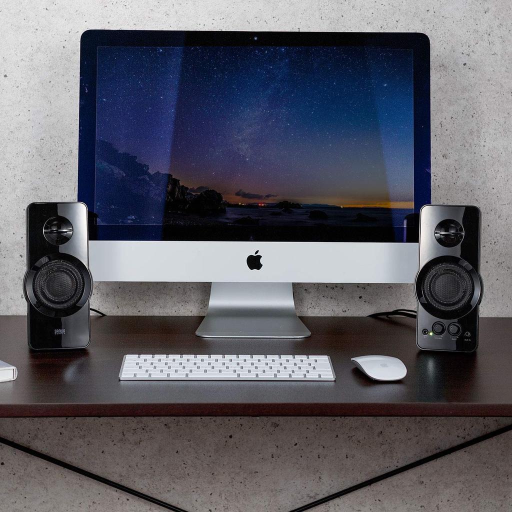 Sanwa Direct PC Speaker High Output 36W USB Power Supply Stereo Mini Jack Connection Headphone Compatible Bass Adjustment 3.5mm 400-SP082