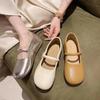 Французские туфли в стиле ретро с юбкой на плоской подошве Mary Jane, женские туфли на лето 2024 года с круглым носком и легким ртом, универсальные маленькие кожаные туфли