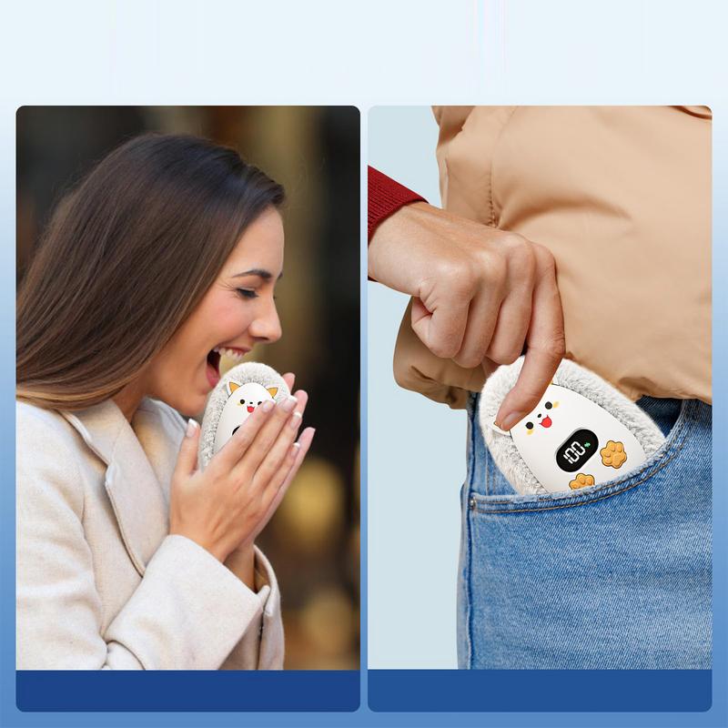 Smart Hand Warmer USB Rechargeable Pocket Heater Cute Animal Hand Warmer Digital Display Outdoor Palm Hand Warmer