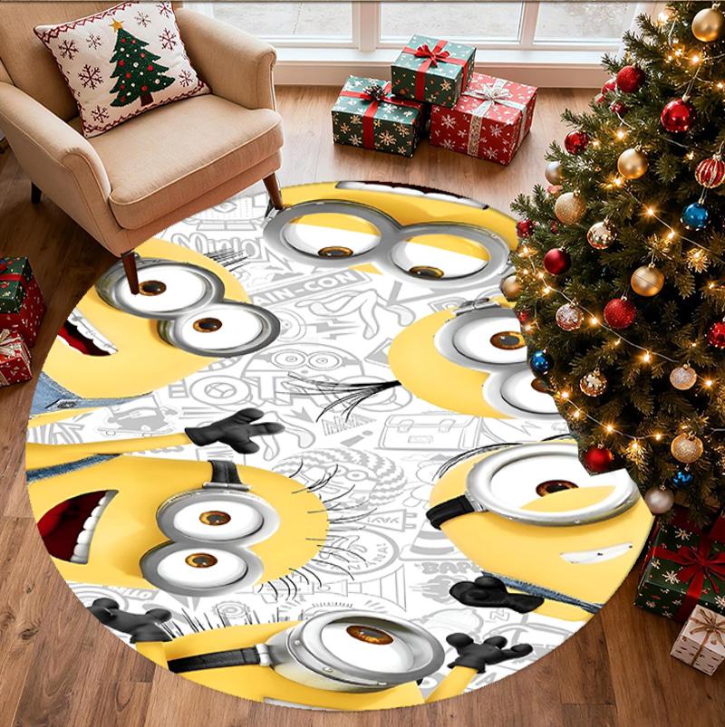 Minions Pattern Round Rug, Indoor/Outdoor Mat, for Picnic, Gameroom, Bedroom, Office, Living Room, Home Decor Carpet, Birthday Gift