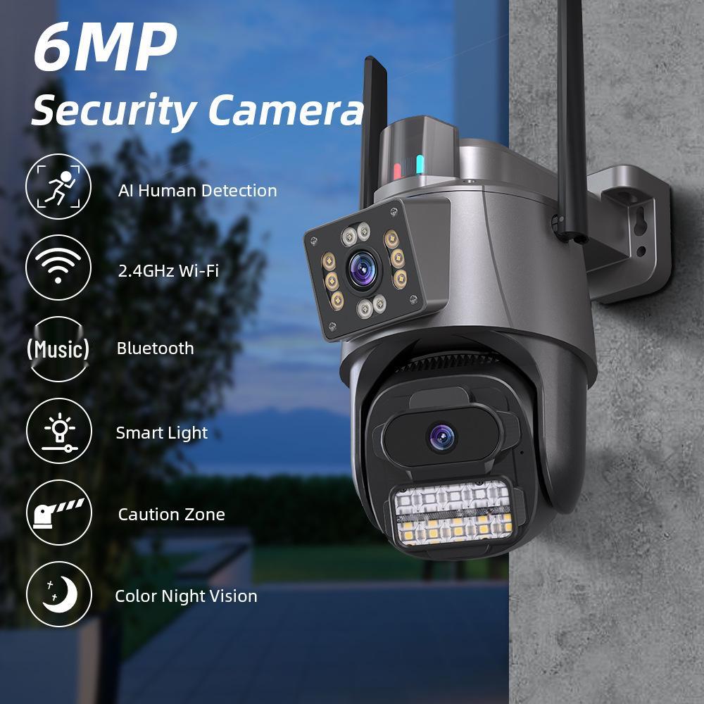ICSEE Dual-Lens Wireless 360° HD Night Vision PTZ Outdoor Camera