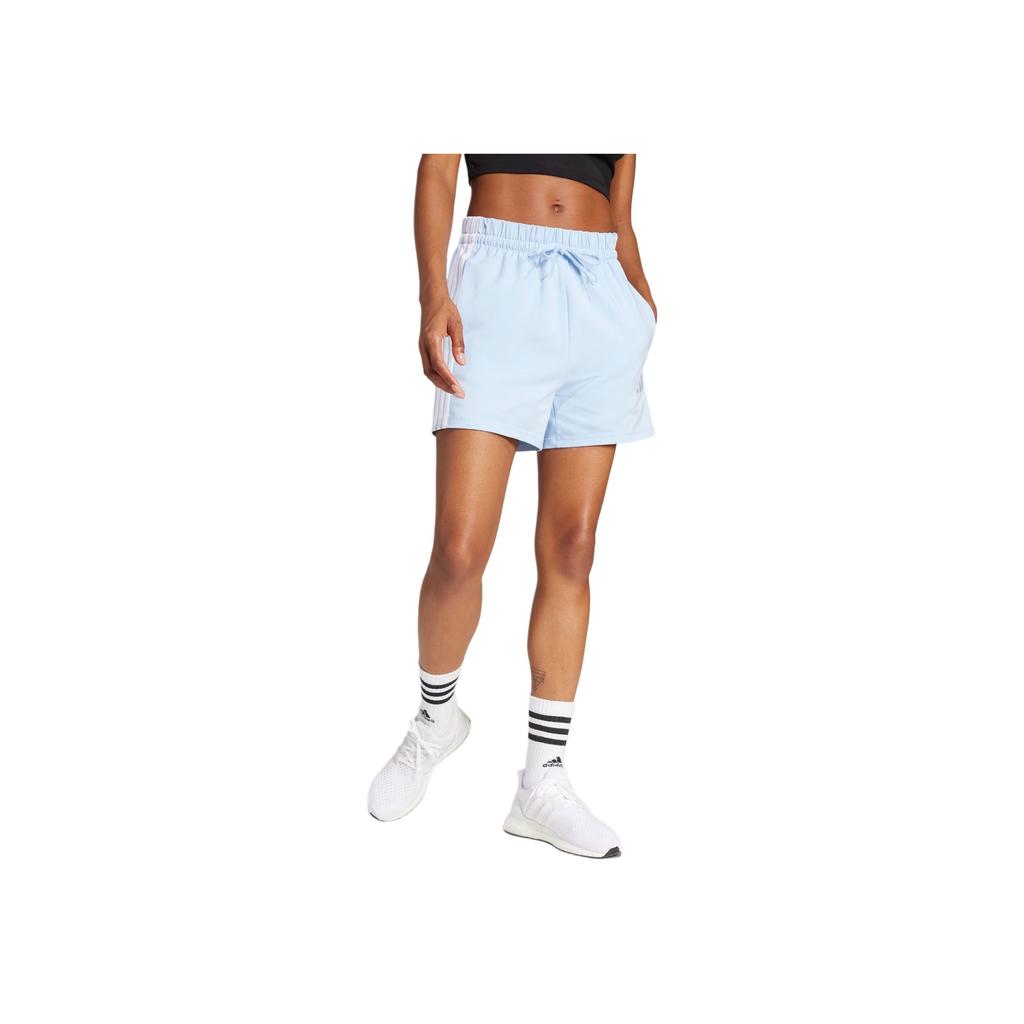 adidas Essentials Хлопковые Удобные Модные Шорты на Шнуровке Простые Спортивные Шорты Женские Шорты Светящийся-Синий Белый JD0911