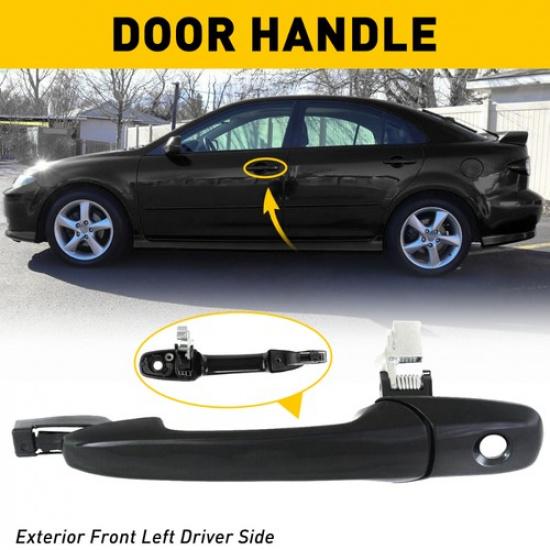 Door Handle Outside Exterior Front Left Driver Side Black For Mazda 2004-2009 3