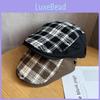 Ретро Клетчатая Лоскутная Кепка Газетчика Для Женщин Весенне-Летняя Мода Защита от Солнца