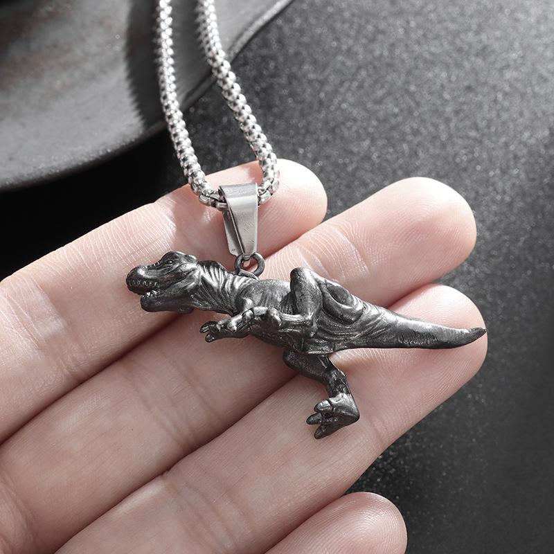 Personalized Retro Domineering Dinosaur Titanium Steel Pendant Necklace