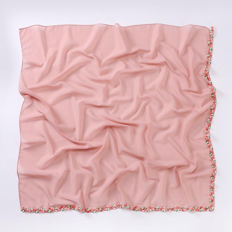 1 шт. головной убор, цветочная шаль, кружево, бисер, модный искусственный жемчуг, женский головной убор, мусульманский хиджаб, квадратный шарф, шифоновый тюрбан