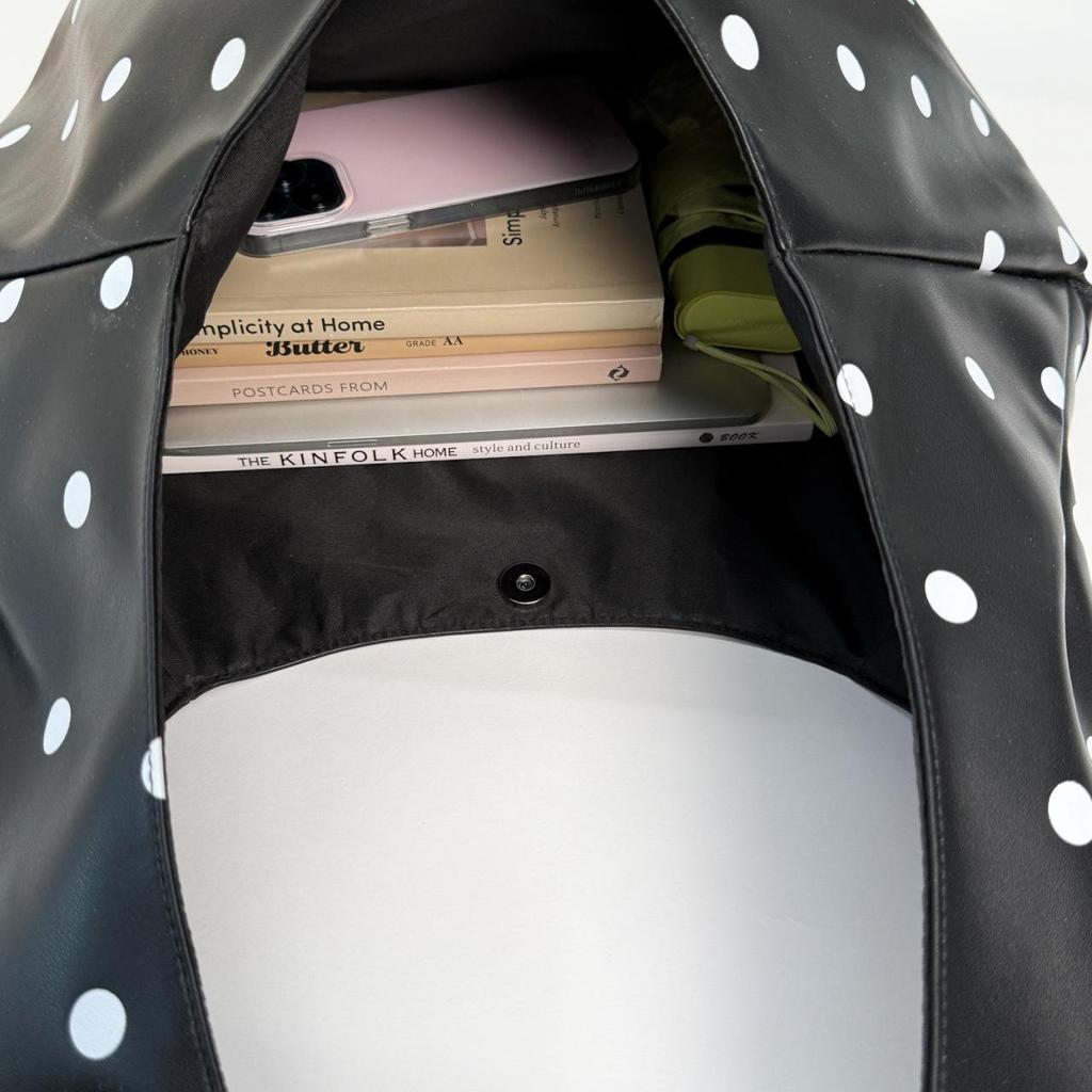 Корейская ретро-сумка-тоут на плечо в горошек: Большой, Модный, Универсальный, Простой дизайн