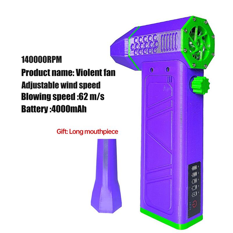 1PC Turbojet Fan Brushless Motor Handheld Duct Fan 52M/S Portable C-type Charging with Power Display Vent