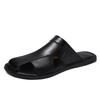 Outdoor Casual Men's Slippers Plus Size Soft Sole Breathable Summer New Style Beach Shoes Leather Large Size Soft Bottom Sandals