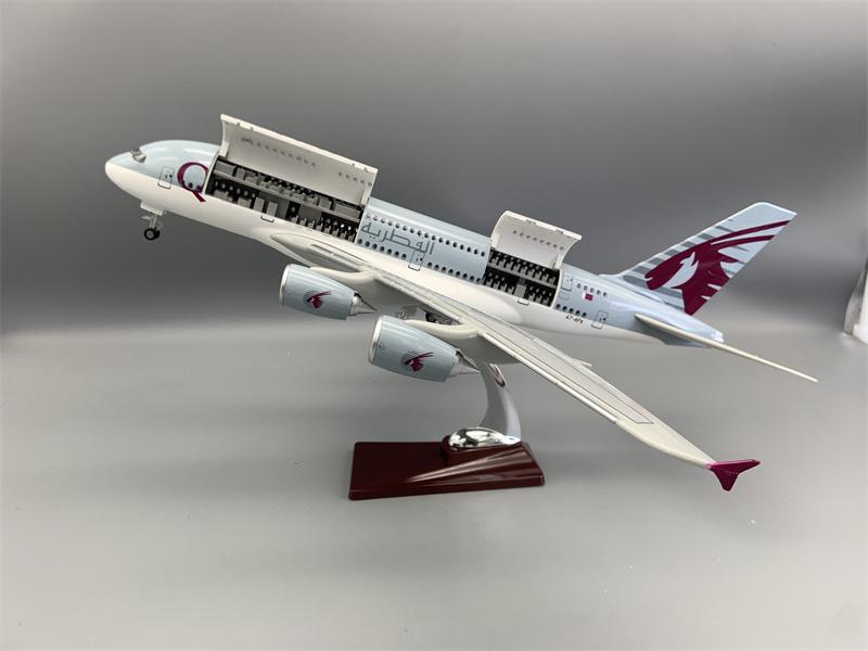Новый 1:Модель в масштабе 160 Qatar A380 Airways из смолы с открывающейся дверью салона, самолет с подсветкой и шасси, коллекционный экспонат для фанатов