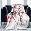 Cherry Blossoms Flowers Flannel Throw Blanket Japanese Style Super Soft Lightweight for Bed Couch Living Room Blanket King Size#(1)