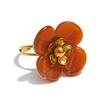 Yhpup New Y2K Stainless Steel Resin Flower Adjustable Ring 18K PVD Golden Plated Young Fashion Finger Jewelry Women Wholesale