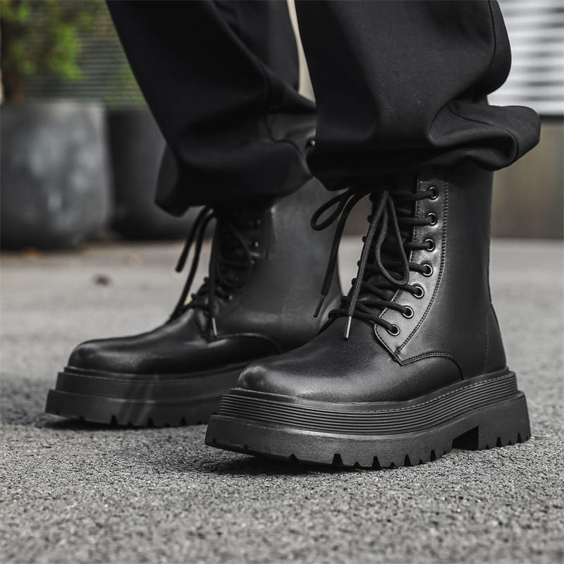Классические мотоциклетные ботинки на платформе для мужчин, высококачественные ботильоны из натуральной кожи, дизайнерские ботинки для мужчин, высокие мотоциклетные туфли
