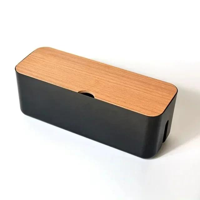 Деревянный ящик для хранения кабеля, чехол для хранения линий электропередачи, пылезащитный органайзер для розеток для зарядного устройства, чехол для проводов, домашний органайзер для намотки кабеля