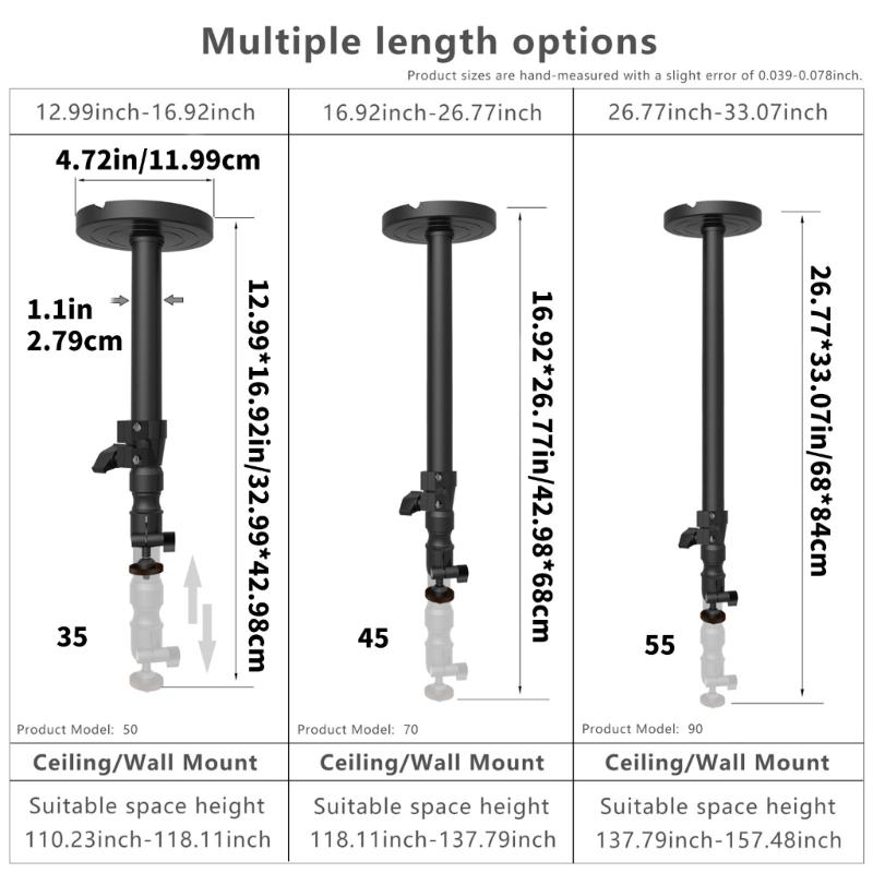 Маленький держатель-подвес для проектора, поворот на 360° и наклон на 180°, потолочный/настенный монтажный кронштейн, безопасная нагрузка 5 кг