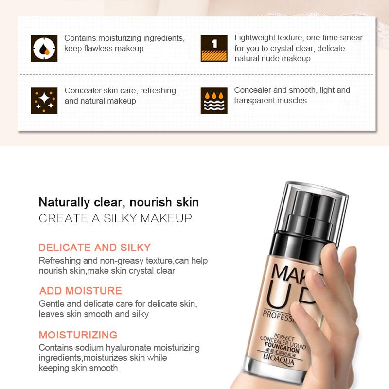 Face Base Liquid Foundation Makeup Long Lasting Waterproof Concealer Whitening BB Cream Cosmetics
