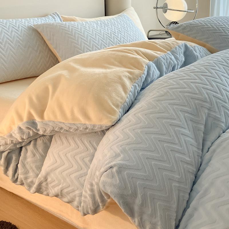 DoubleSided Thickened Milk Fleece Quilt Cover Single Piece Winter Quilt Single Dormitory 150X200X230 Coral Fleece Quilt Cover Fleece