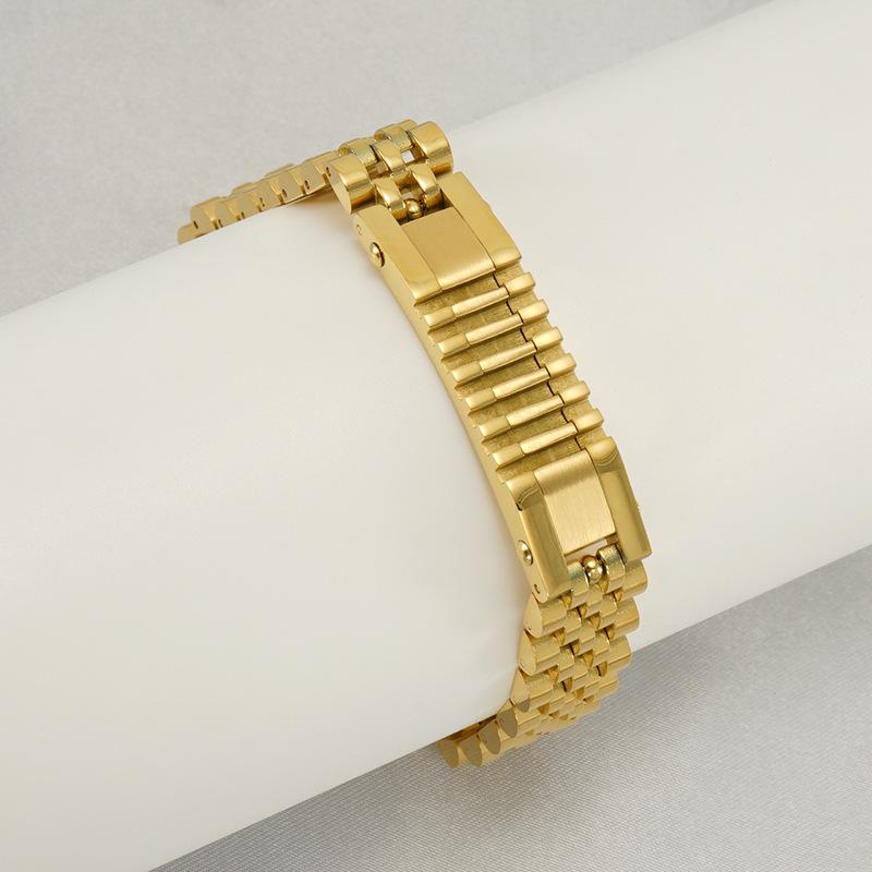 Модный мужской браслет из нержавеющей стали, персонализированная цепочка для часов, мужская бижутерия из титановой стали 18 карат
