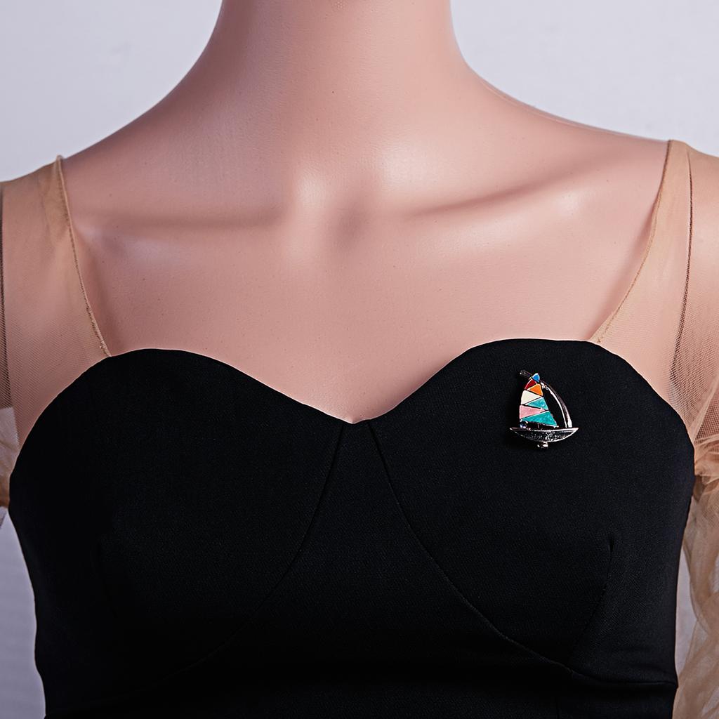 Rinhoo Enamel Sailboat Brooches For Women Fashion Colorful Sailing Boat Party Casual Brooch Lapel Pin Badge Corsage Jewelry Gift
