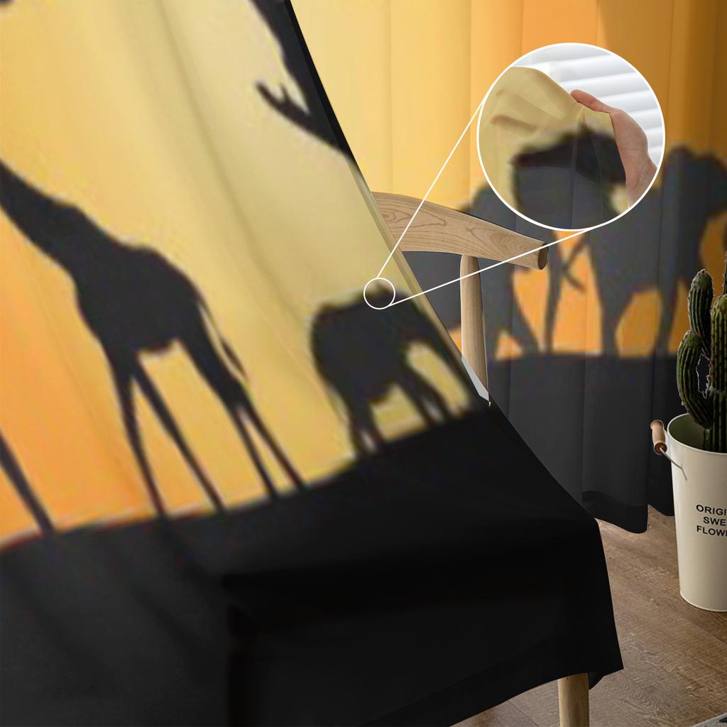 Пейзажные Животные Слон Жираф Дерево Шифон Прозрачные Шторы для Гостиной Спальни Оконные Шторы Вуаль Тюль Кортины