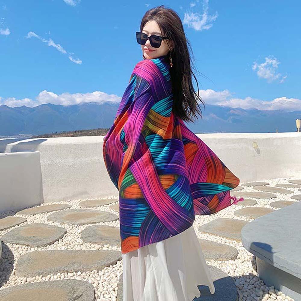 Хлопковый весенний шелковый шарф, длинный квадратный шарф-хиджаб, повязка на голову в этническом стиле, шаль из пряжи для пляжа
