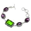 Peridot, Amethyst Gemstone Handmade 925 Srerling Silver Bracelet 7-8"