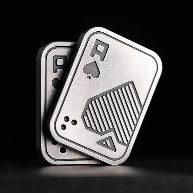 Magnetic Push Card Pushing Plate Mechanical Slider Haptic Coin Metal Anti Stress Reducing Sensory Toy Mini Fidget Relieve Adults