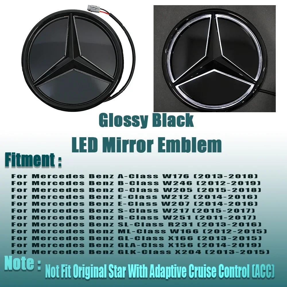 Silver Border 3D Mirror Emblem For Mercedes Benz A W176 B W246 C W205 Class Matte Black OE Style Front Grille Star Emblem Logo p5