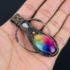 Rainbow Solar Quartz & Moonstone Gemstone Handmade Pure Copper Wire Wrap Jewelry Pendant For Her