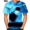 Футболка с джазовым барабаном и 3D-принтом для мужчин, крутая, смешная, креативная, с круглым вырезом