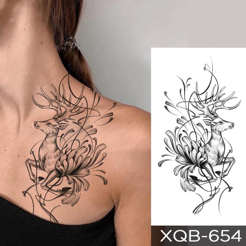 NEW 1 PC 210*114MM Cherry Blossom Fake Temporary Tattoo For Women Girl Watercolor Rose Flower Tattoos Flora Branch Chest Back Tatoo Paper Stickers