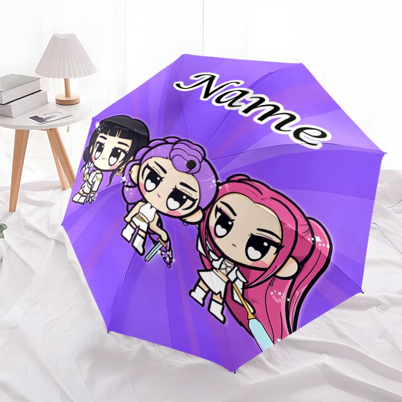 Personalized Name K-KPop Demon Hunters Print Umbrella - Automatic Open/Close, Eight-Rib Durable Frame, Automatic Folding Umbrella