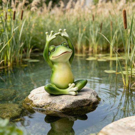 Garden Frog Ornament Small Waterproof Sitting Frog Resin Frog Sculpture Figurine Cute Standing