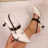 Fashion Women Pointed Toe Block High Heel Sandals Fashion Solid Color Slingback Shoes Comfortable Versatile Mid Heels Women Sandals