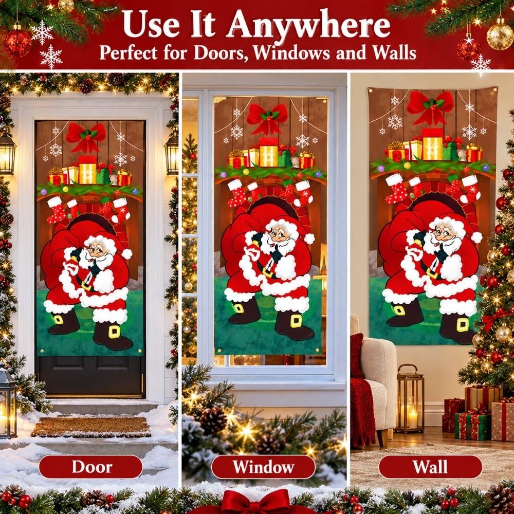 Atmosphere Arrangement Door Banner Door Hanging Fabric Flag Cute Window Sign Banners Christmas