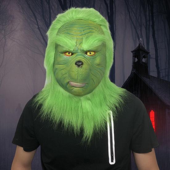 Рождественская подушка для лица, реалистичная латексная зеленая повязка на голову, костюм Санта-Клауса для косплея, аксессуары для рождественской вечеринки для взрослых и подростков