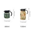 Chinese Style Retro Flower Insulated Kettle Hot Water Stainless Steel Vacuum Flask Vintage Floral Printing Water Cup for Outdoor