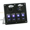 Gang Circuit LED Car Marine Водонепроницаемая 5-контактная панель переключателей для лодок с предохранителем, двойной слот USB + выключатель розетки питания, вольтметр