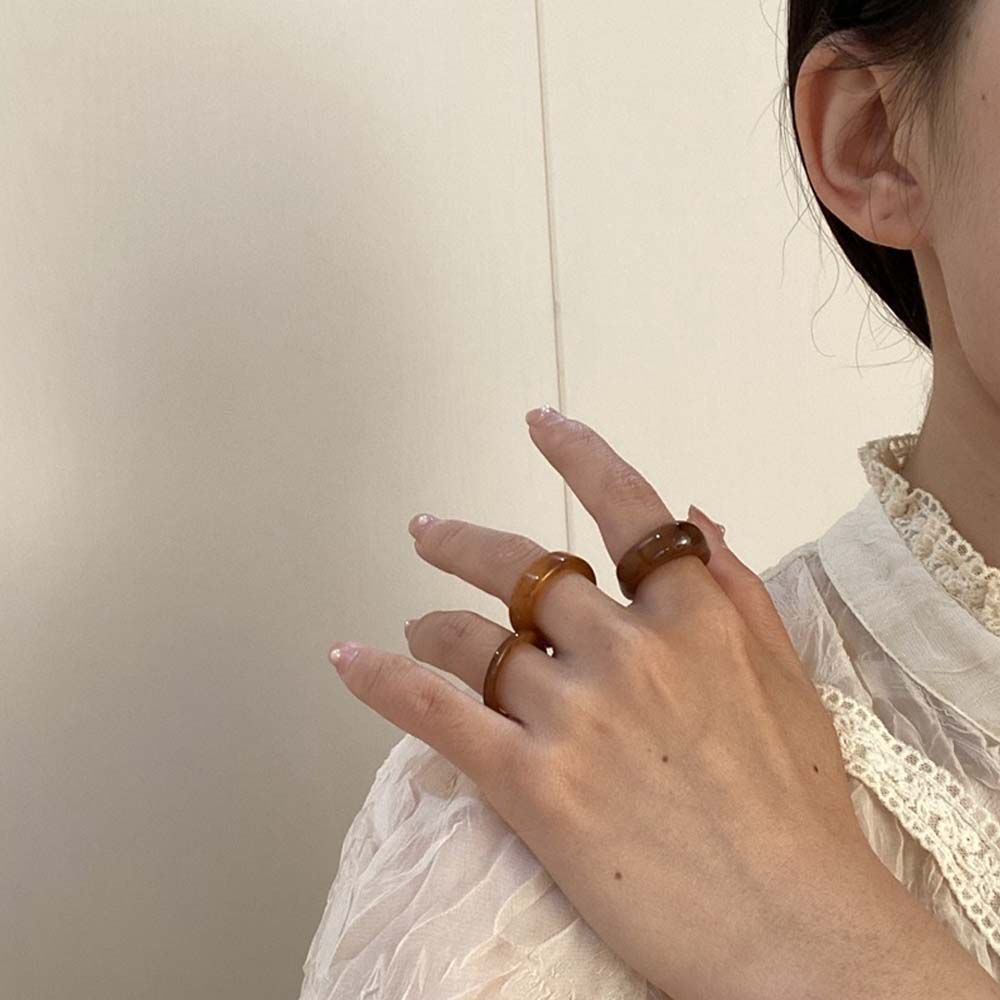 Colourful Square Geometric Resin Round Women Open Ring Korean Style Ring Fashion Jewelry Acrylic