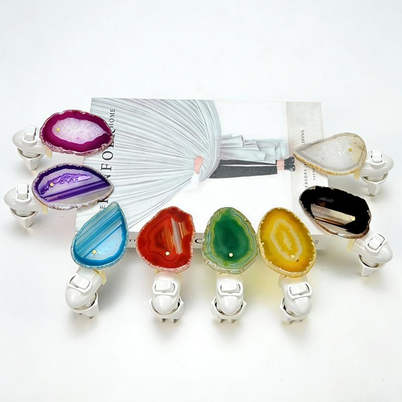 Natural Crystal Agate Sliced Small Night Light Bedroom Bedside Night Light Creative Gift for Family and Friends