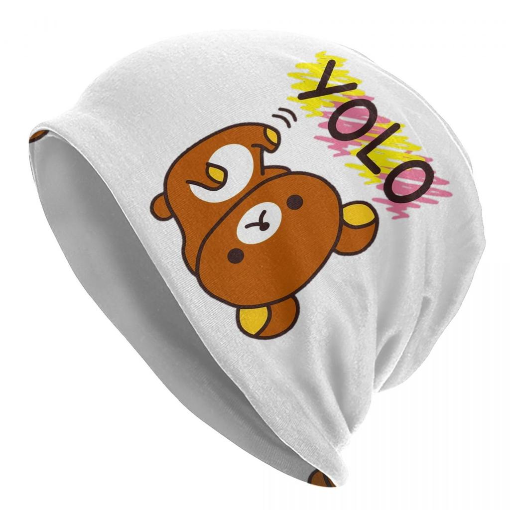 Rilakkuma Dino Dragon Bonnet Hats Autumn Winter Street Skullies Beanies Hat Unisex Warm Dualuse Caps