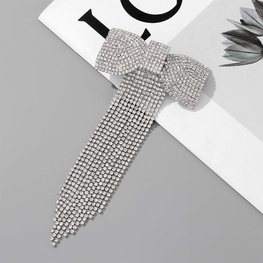 Rhinestone Temperament Hair Clip Long Tassel Bow Hair Clip Fashion Spring Hair Clip for Women