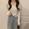 Women's V-Neck Long-Sleeve Slim Fit Autumn 2023 Korean Style Top